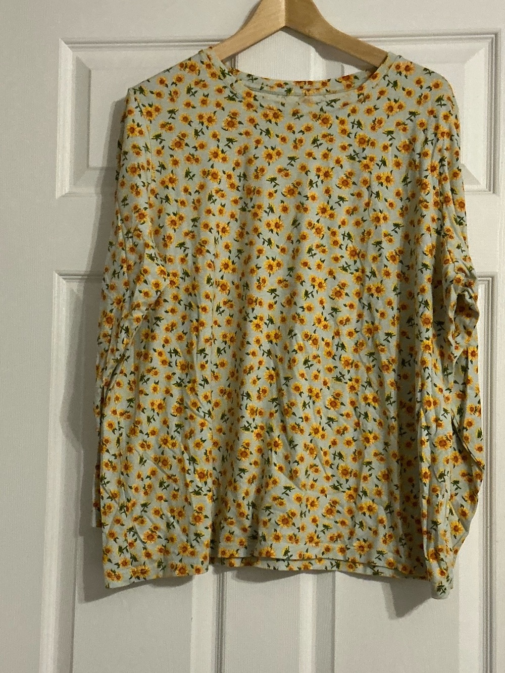 Land’s End Plus Sized Yellow Sunflowers Print Long-Sleeve T-Shirt